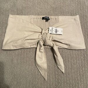 Express Cream Tie-Front Bandeau Top XS NWT